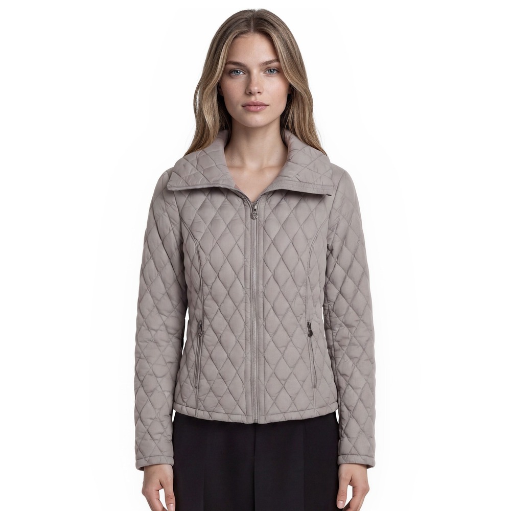 Michael Kors 90% Down Fill Puffer Jacket Women's Large Taupe Quilted Coat